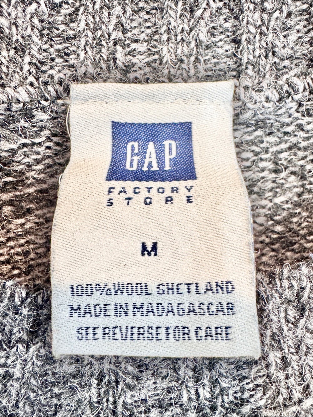 Vtg GAP Factory Shetland Wool Sweater Grunge Normcore Grandpa Core Gray M H46 - Picture 4 of 8